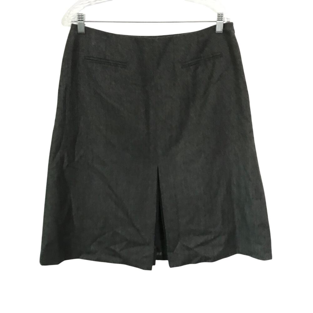 Talbots Skirt Size 14 Womens Wool Gray Grey Pleat Side Zip Button Fully Lined 14